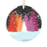 Lesbian Christmas Forest Glass Ornament - On Trend Shirts