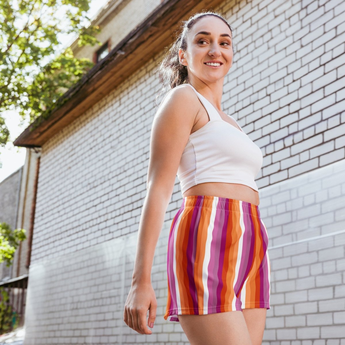 Lesbian Sunset Flag Stripes Athletic Shorts - On Trend Shirts