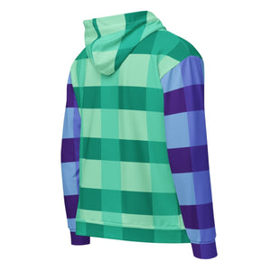 MLM Flag Plaid Color Block Zip Up Hoodie - On Trend Shirts