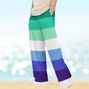 Mens Rainbow Stripe Bootcut Pants