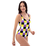 Non-Binary Flag Check One-Piece Swimsuit - On Trend Shirts