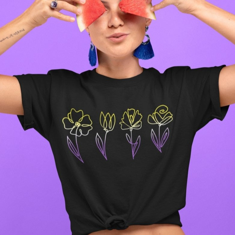 Non-binary Flower Shirt | Floral Enby Pride Shirt - on Trend Shirts S