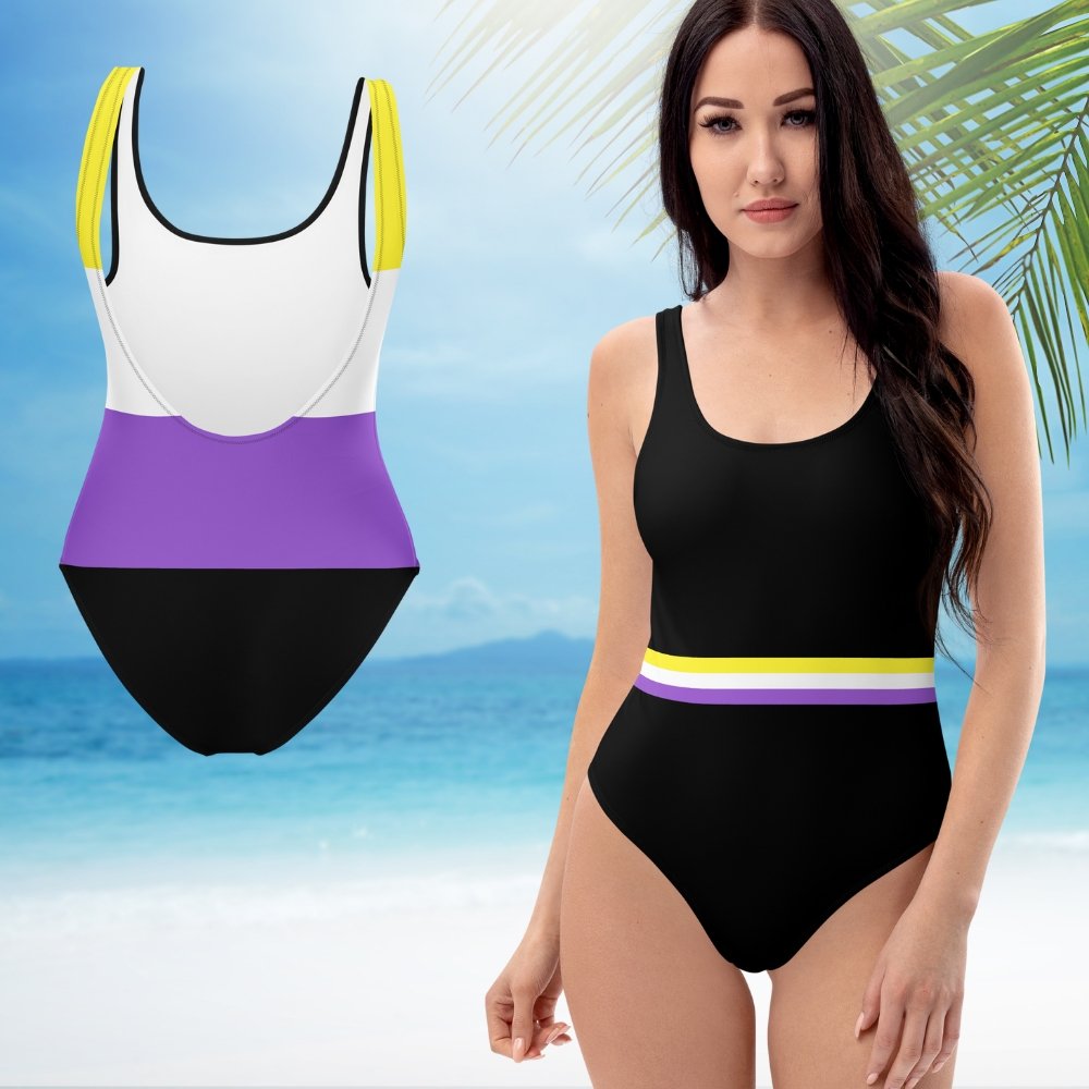 Non-Binary Stripe One-Piece Swimsuit - On Trend Shirts
