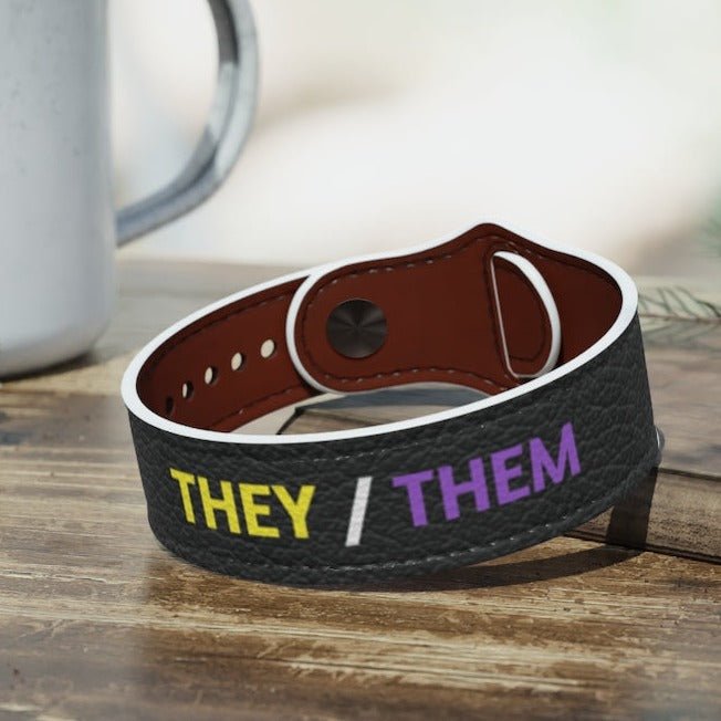 Non-Binary They Them Pronouns Wristband - On Trend Shirts