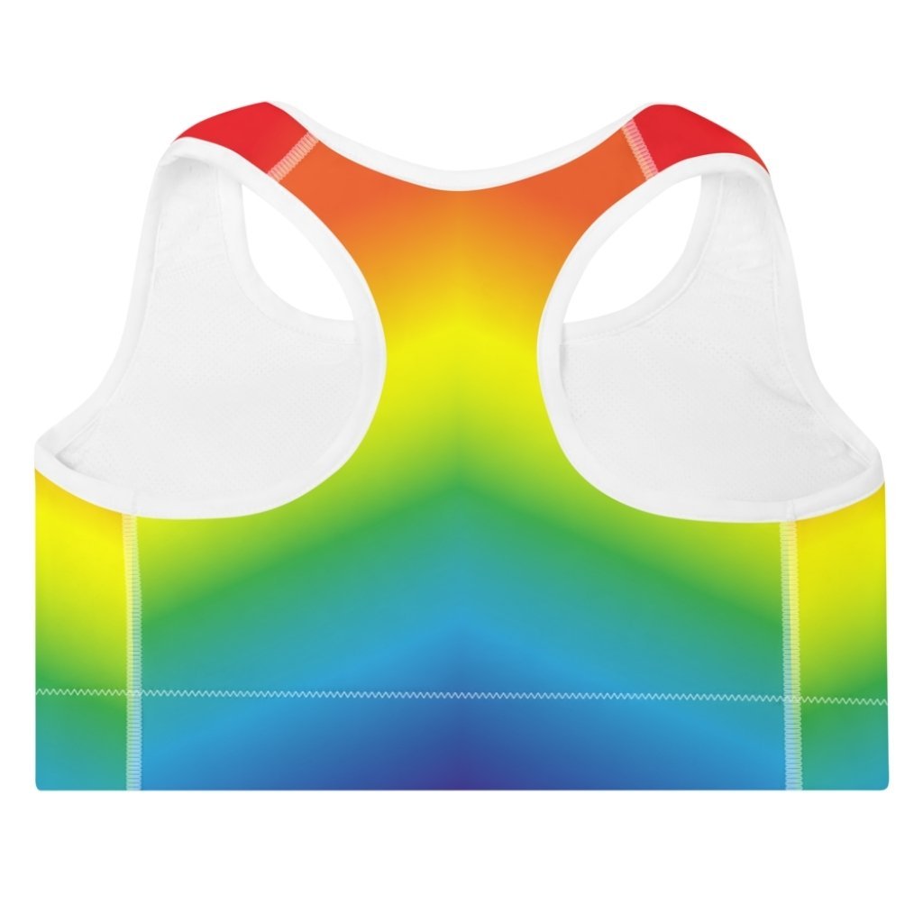 Rainbow Ombre Sports Bra, Colorful Premium Women's Padded Bra