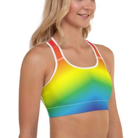 Contour Seamless Women's Sports Bra, Rainbow Sherbet