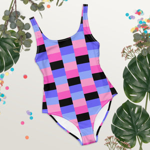 Omnisexual Flag Check One-Piece Swimsuit - On Trend Shirts