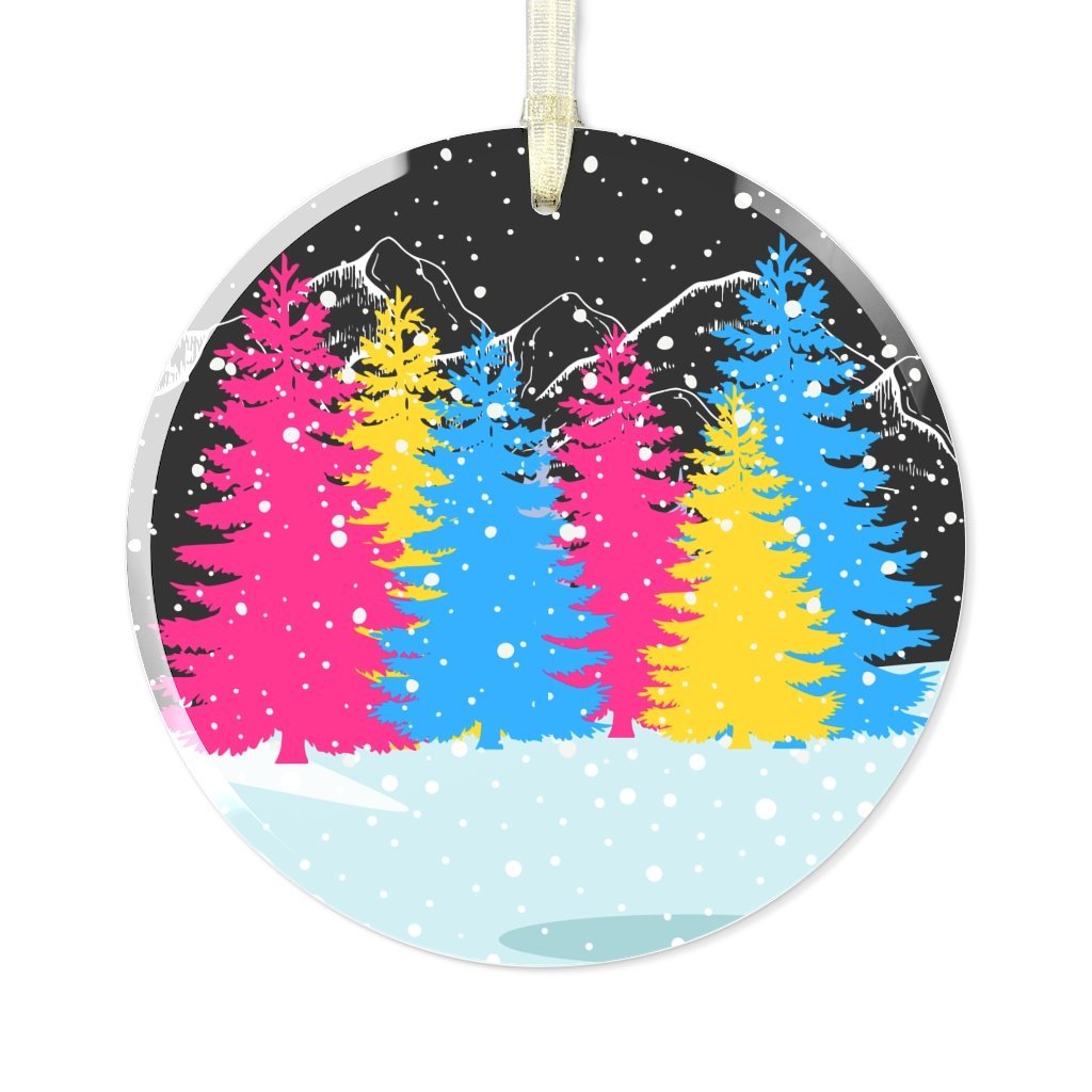 Pansexual Christmas Forest Glass Ornament - On Trend Shirts