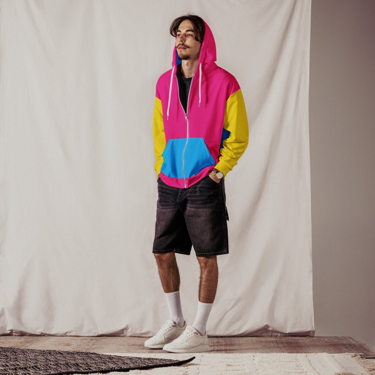 Pansexual Color Block Zip Up Hoodie - On Trend Shirts