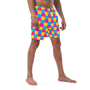 Pansexual Flag Check Swim Trunks - On Trend Shirts