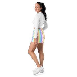 Pastel Rainbow Stripes Athletic Shorts - On Trend Shirts