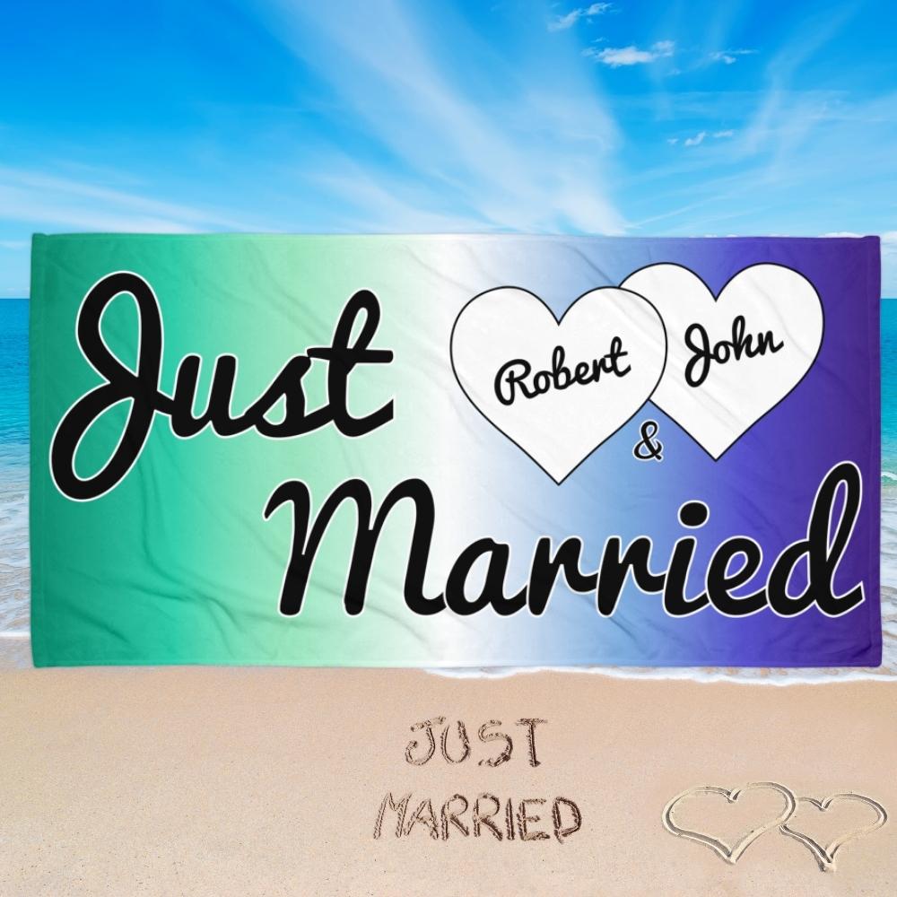 Personalized Just Married Ombré MLM Beach Towel - On Trend Shirts