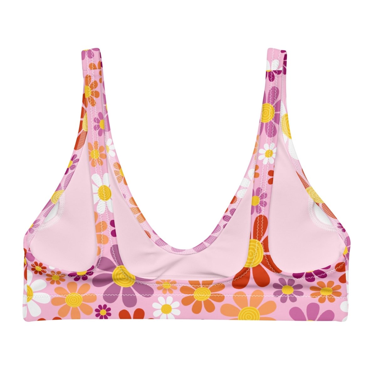 Pink Daisies Lesbian Recycled Padded Bikini Top - On Trend Shirts