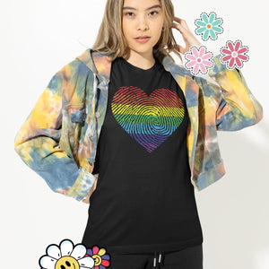 Rainbow Fingerprint Heart Shirt - On Trend Shirts