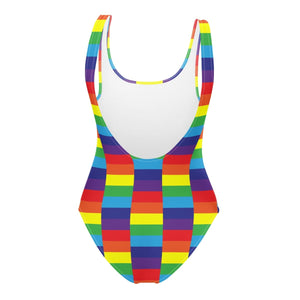 Rainbow Flag Check One-Piece Swimsuit - On Trend Shirts
