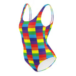 Rainbow Flag Check One-Piece Swimsuit - On Trend Shirts