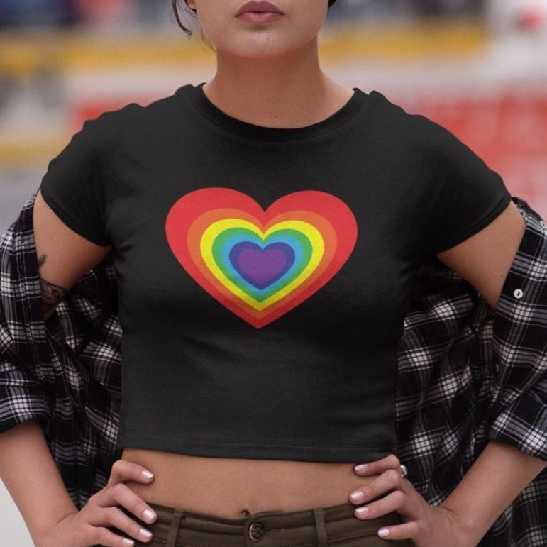 Rainbow Flag Heart Cropped Tee - On Trend Shirts