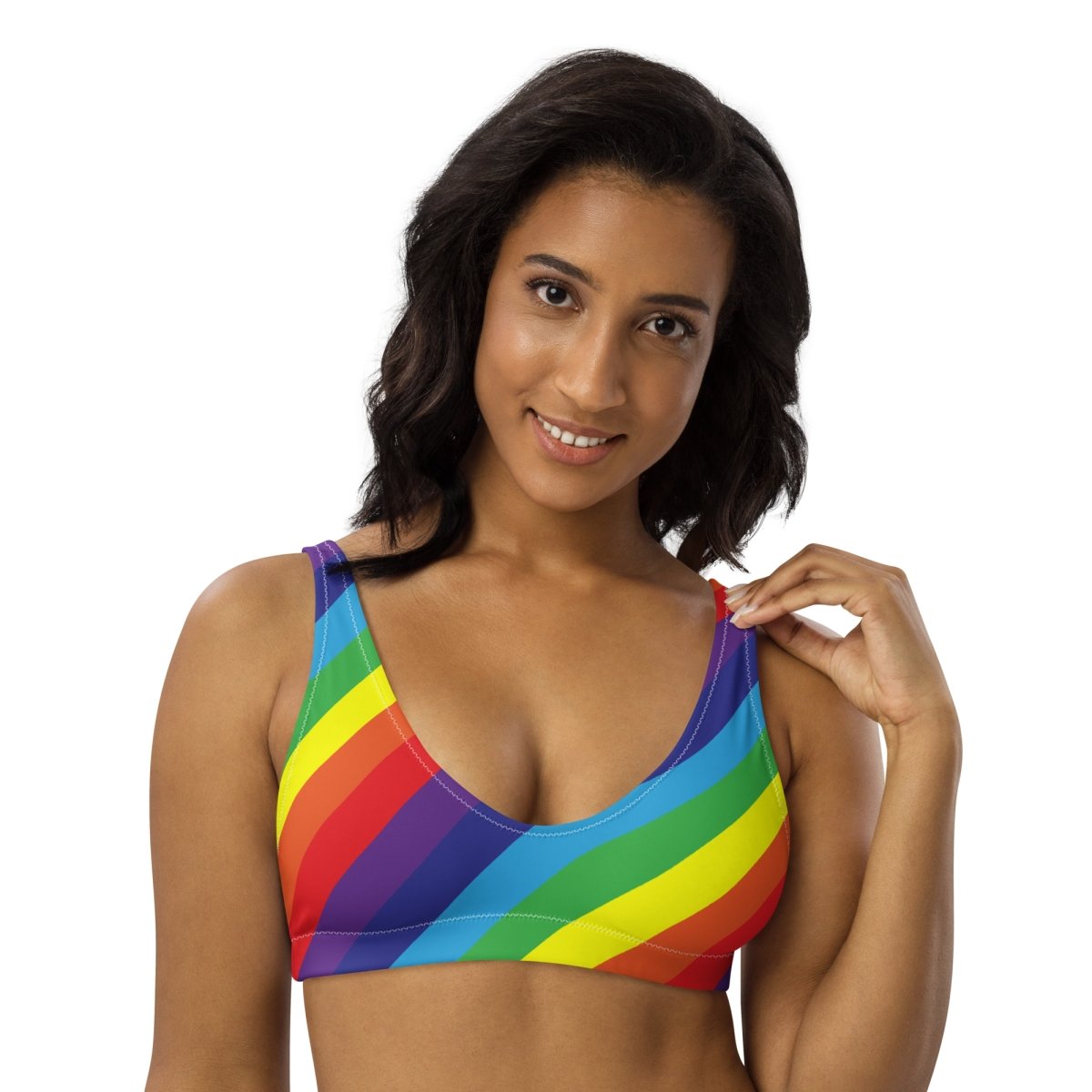 Rainbow Flag Recycled Padded Bikini Top - On Trend Shirts