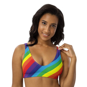 Rainbow Flag Recycled Padded Bikini Top - On Trend Shirts – On Trend Shirts