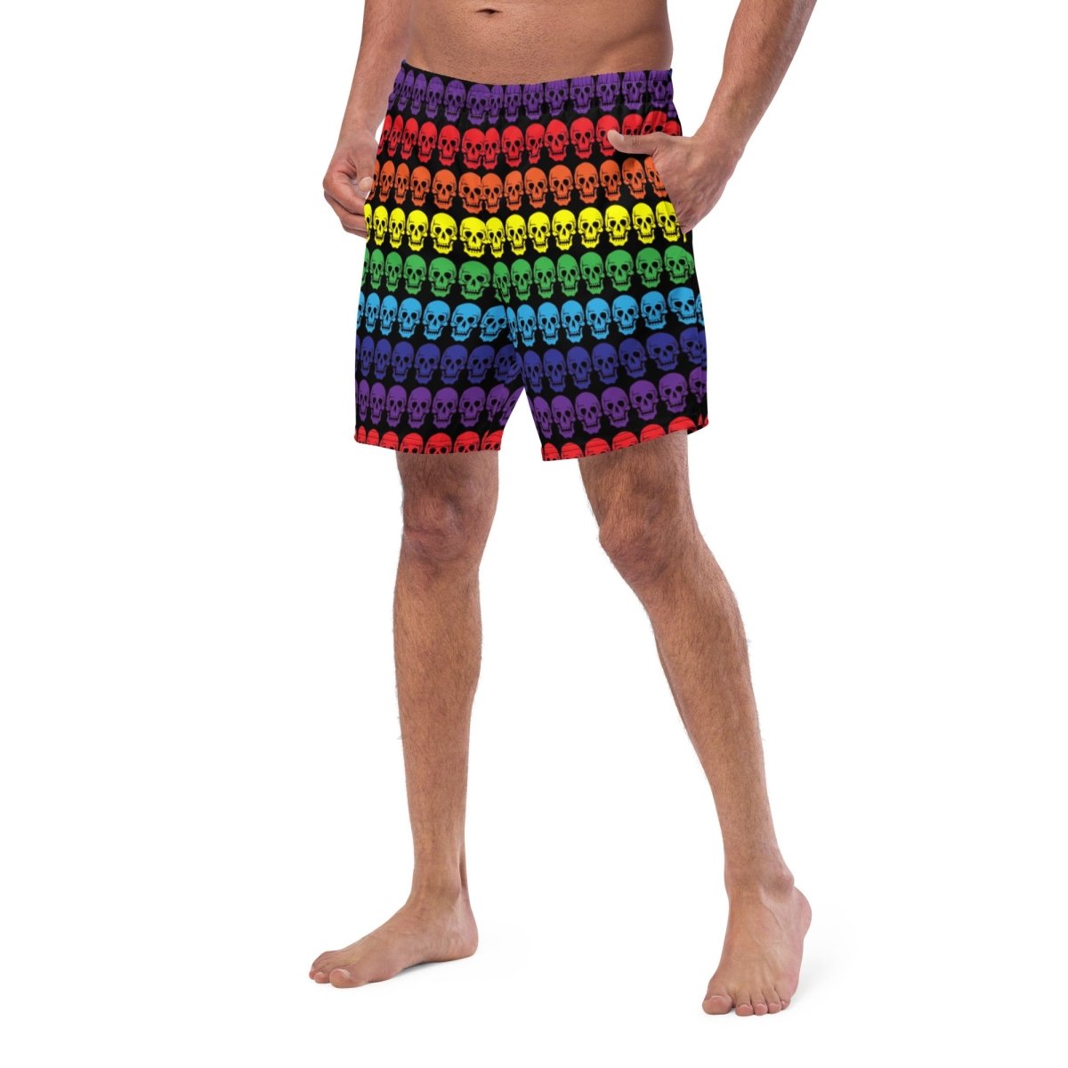 Rainbow Flag Skulls Swim Trunks - On Trend Shirts