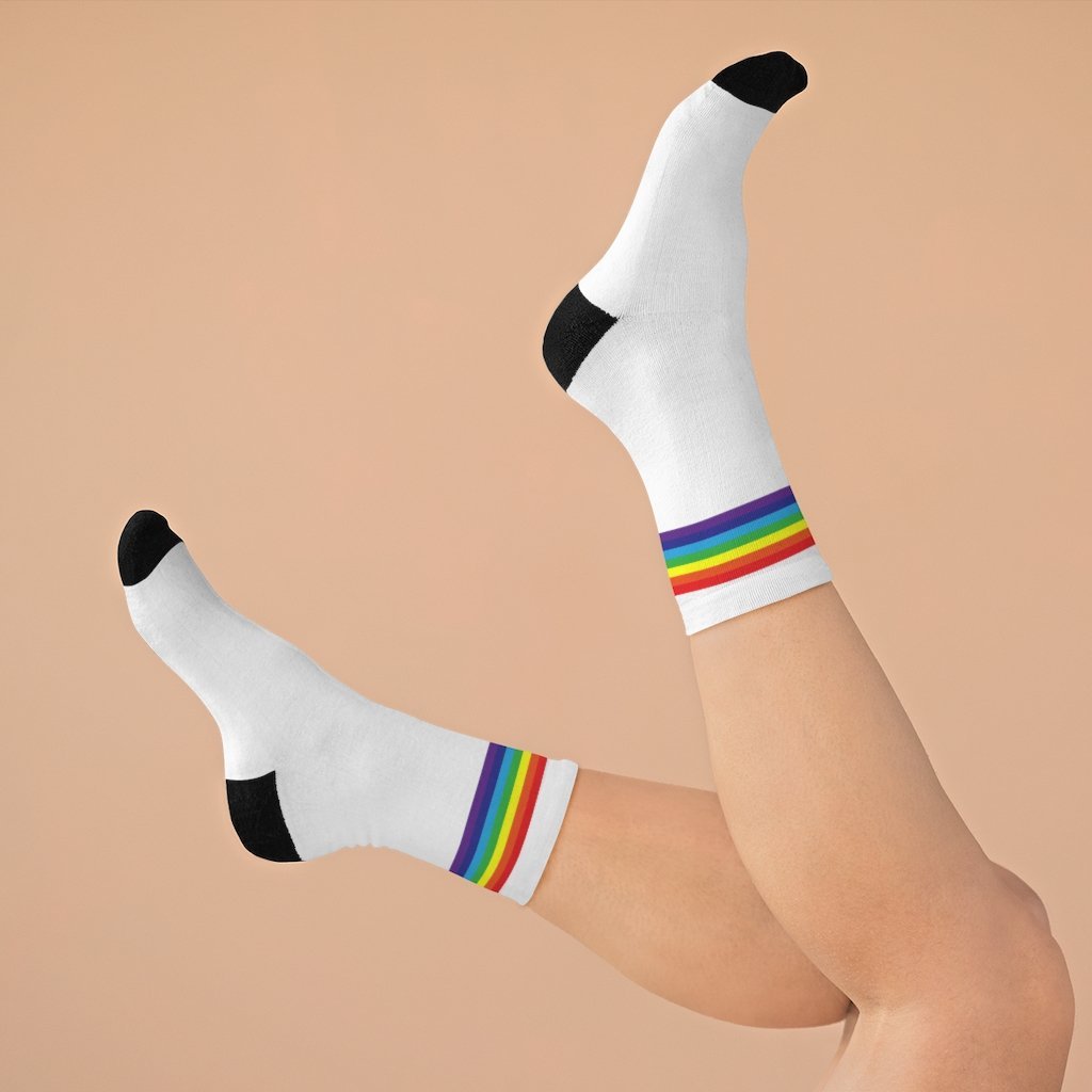 Rainbow Flag Socks - white - On Trend Shirts