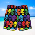 Rainbow Skulls Swim Trunks - On Trend Shirts