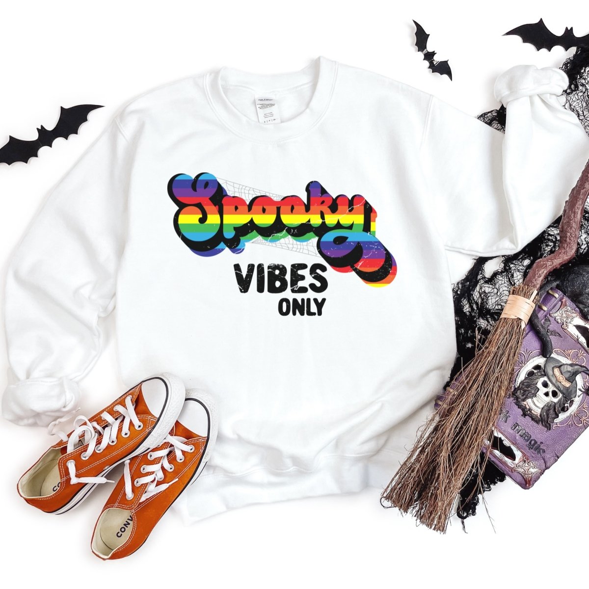 Rainbow Spooky Vibes Only Sweatshirt - On Trend Shirts