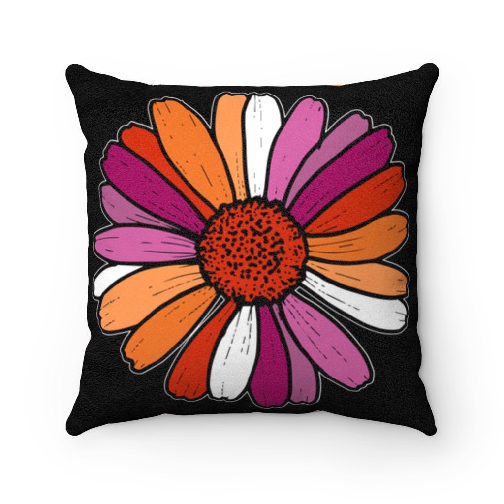 Retro Pink Black Lesbian Flower Faux Suede Pillow - On Trend Shirts