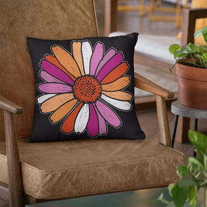 Retro Pink Black Lesbian Flower Faux Suede Pillow - On Trend Shirts