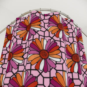 Retro Pink Black Lesbian Flower Shower Curtain - On Trend Shirts