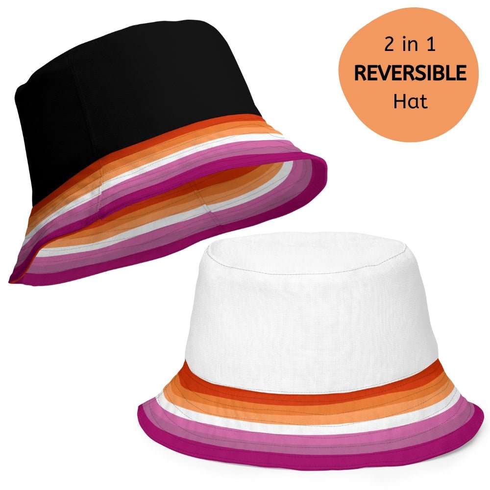 Reversible Lesbian Flag Bucket Hat - On Trend Shirts