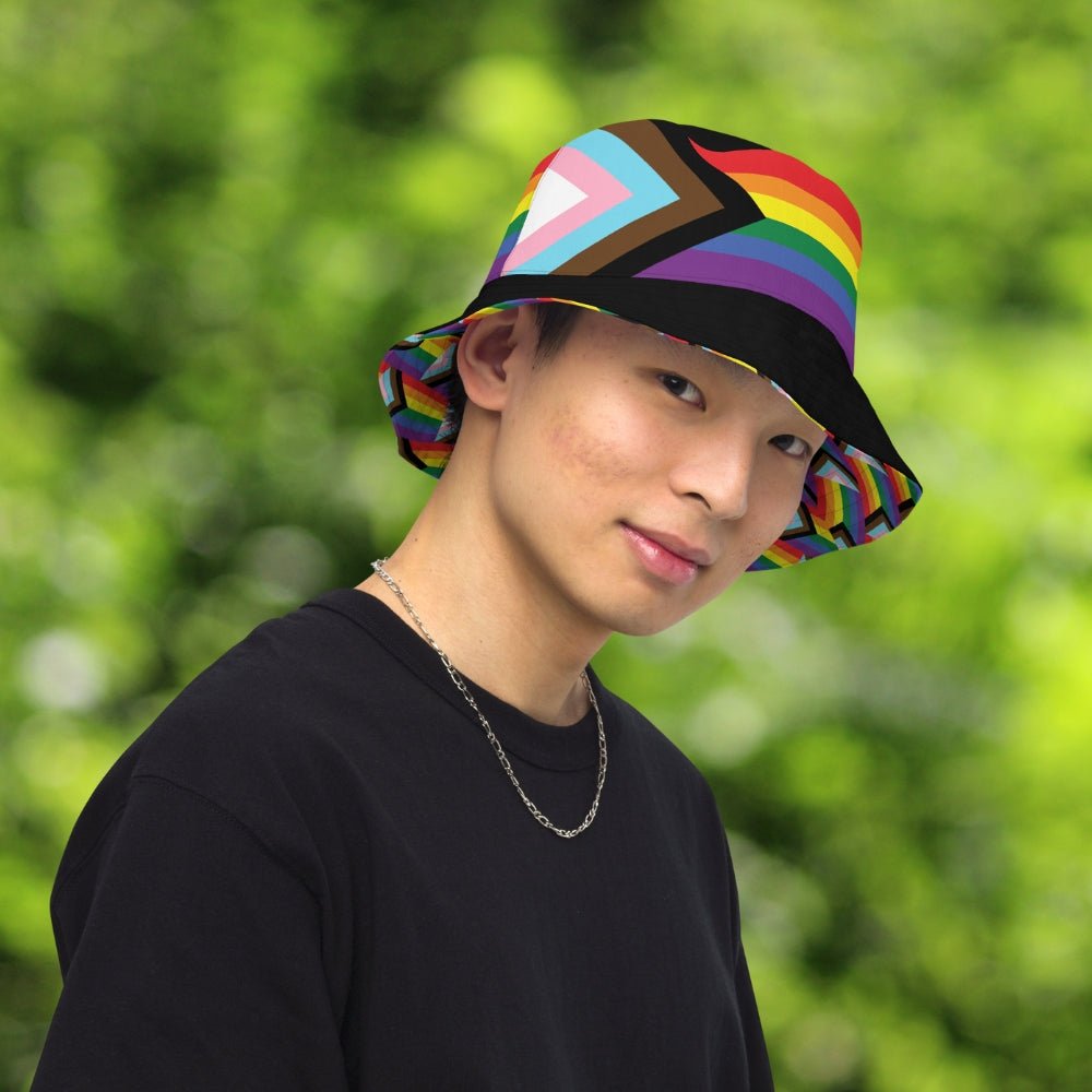 Reversible Pride Progress Flag Bucket Hat - On Trend Shirts