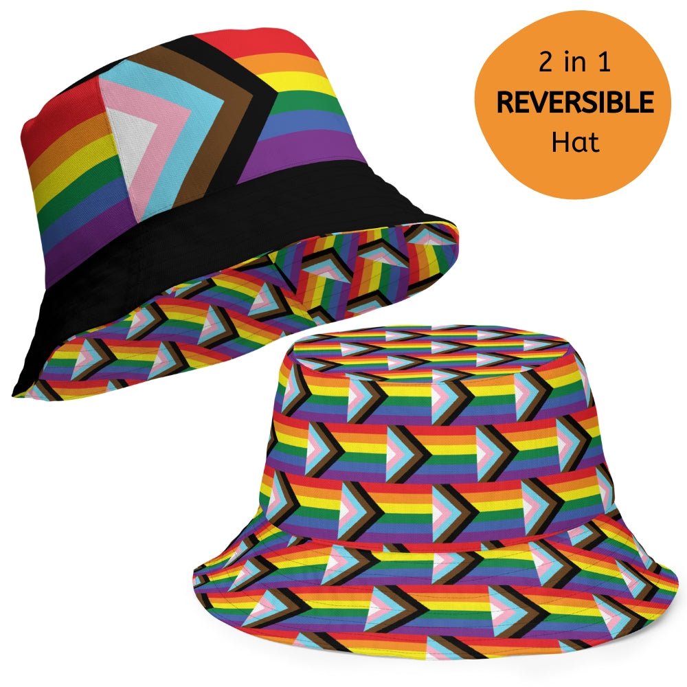 Reversible Pride Progress Flag Bucket Hat - On Trend Shirts