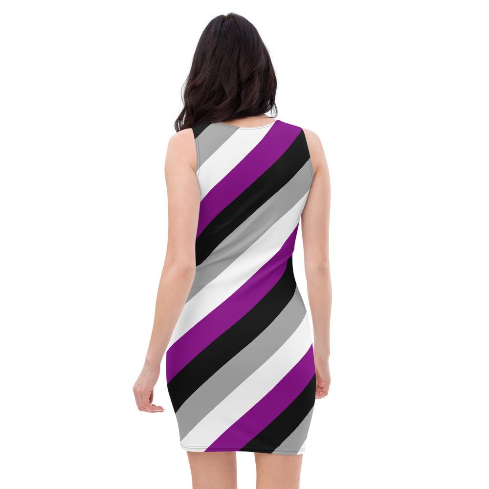 Striped Asexual Flag Fitted Dress - On Trend Shirts