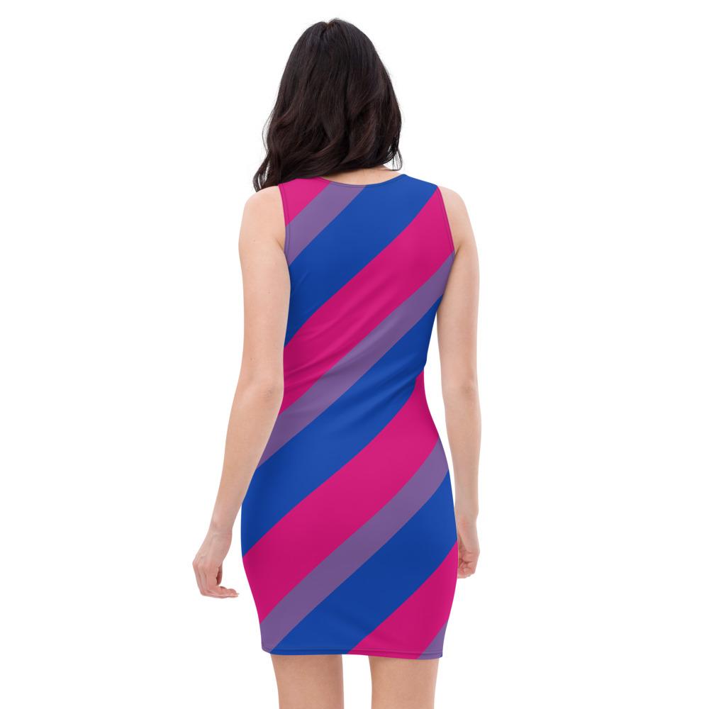 Striped Bisexual Flag Fitted Dress - On Trend Shirts