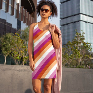 Striped Lesbian Flag Fitted Dress - On Trend Shirts