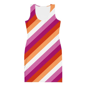 Striped Lesbian Flag Fitted Dress - On Trend Shirts