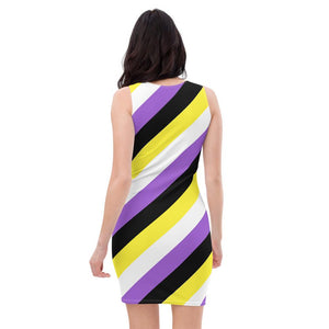 Striped Non-Binary Flag Fitted Dress - On Trend Shirts
