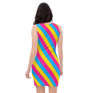 Striped Pansexual Flag Fitted Dress - On Trend Shirts