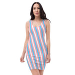 Striped Transgender Flag Fitted Dress - On Trend Shirts