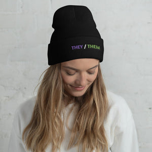 They Them Genderqueer Cuffed Beanie - On Trend Shirts