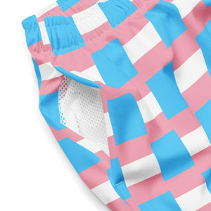 Transgender Flag Check Swim Trunks - On Trend Shirts