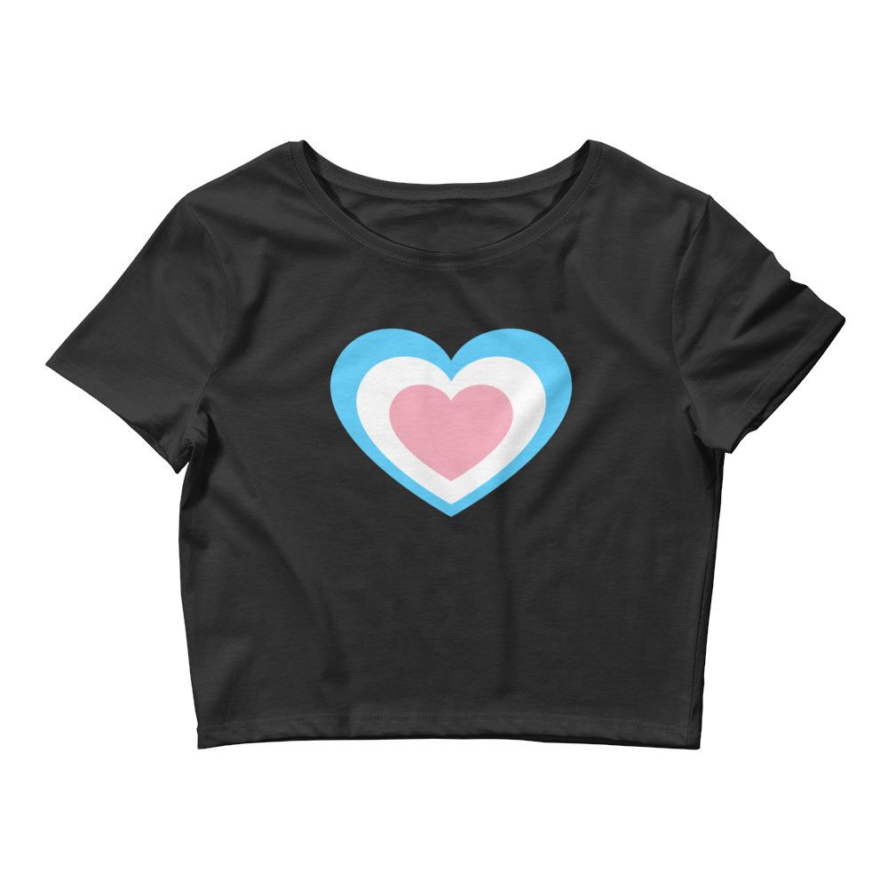 Transgender Flag Heart Cropped Tee - On Trend Shirts