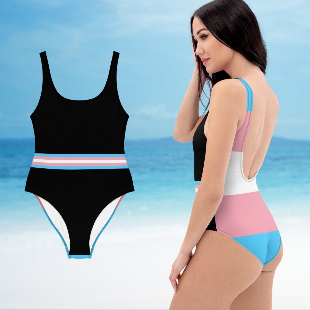 Transgender Stripe One-Piece Swimsuit - On Trend Shirts – On Trend