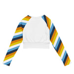 White Aroace Sunset Flag Stripes Long Sleeve Crop Top - On Trend Shirts