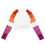 White Lesbian Sunset Flag Long Sleeve Crop Top - On Trend Shirts