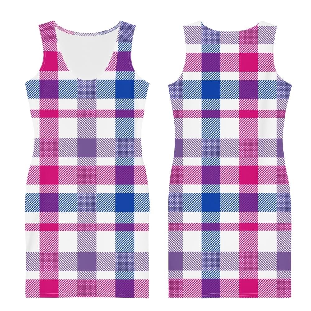 White Plaid Bisexual Fitted Dress - On Trend Shirts